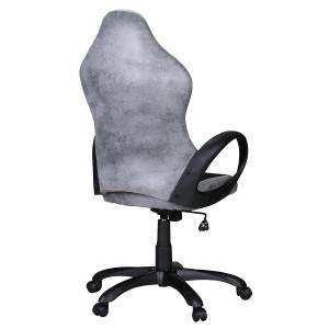 Silla de Oficina ROSENBER, diseño deportivo, en piel gris y malla transpirable negra