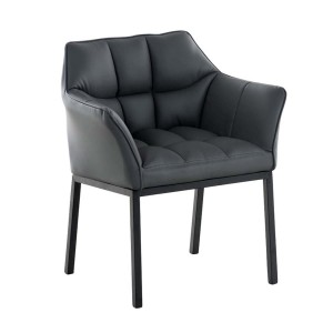 Silla de confidente OCTAVIO, estructura en negro y tapizado en piel azul