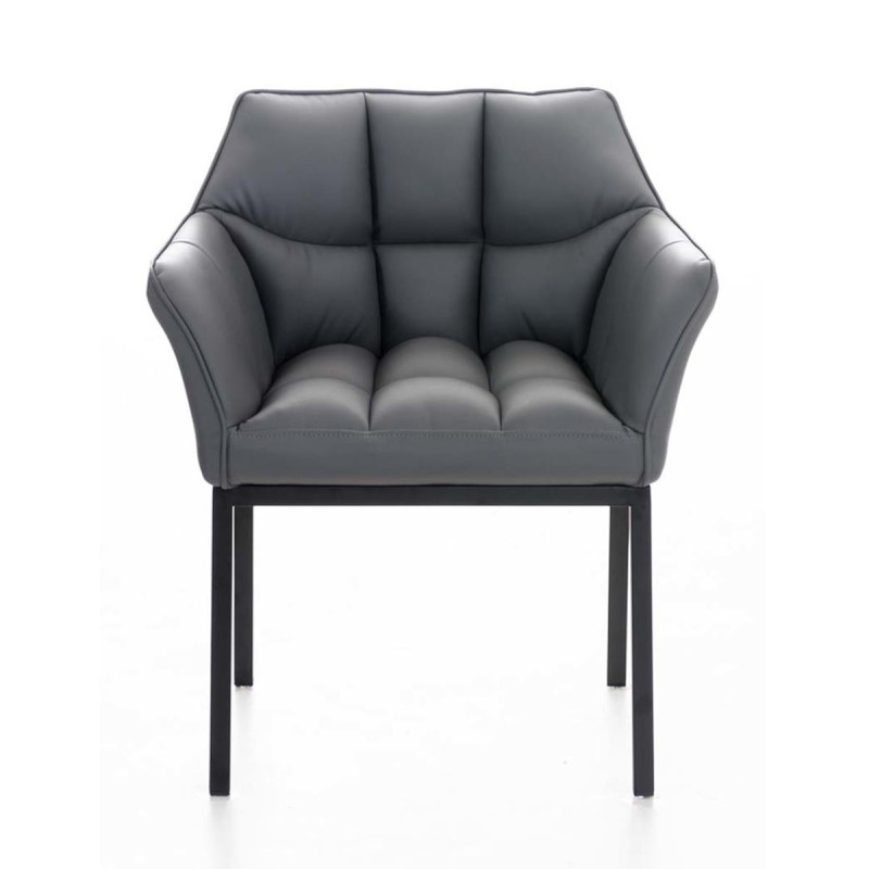 Silla de confidente OCTAVIO, estructura en negro y tapizado en piel azul