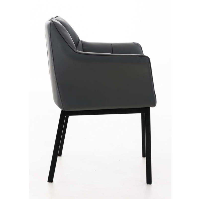 Silla de confidente OCTAVIO, estructura en negro y tapizado en piel azul