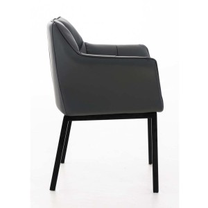 Silla de confidente OCTAVIO, estructura en negro y tapizado en piel azul