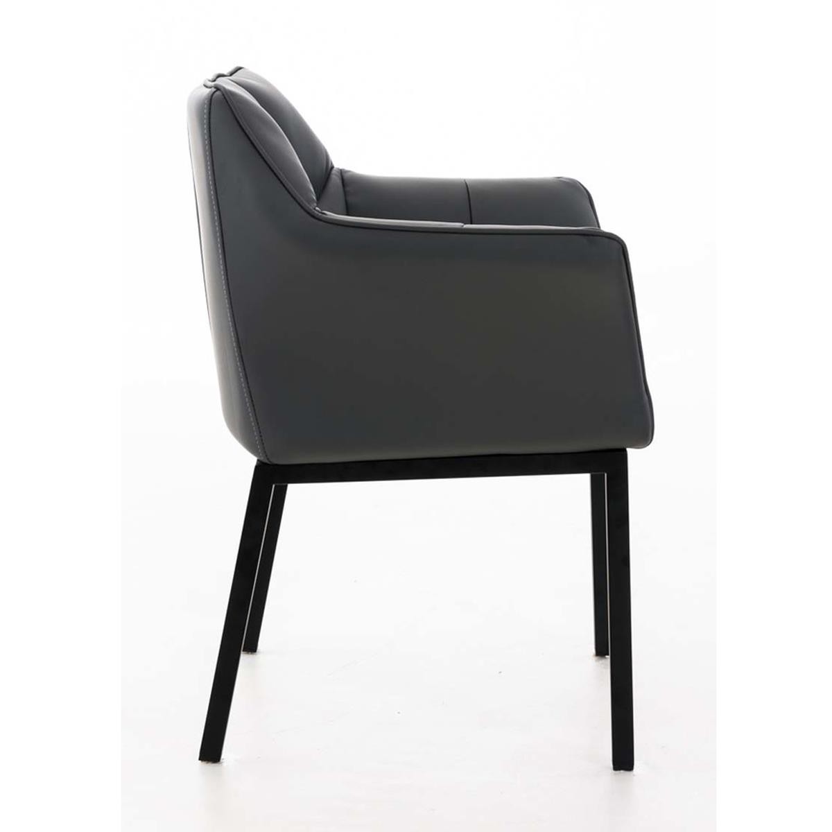 Silla de Confidente OCTAVIO, Estructura Metálica Negra, Gran Acolchado en Piel color Azul