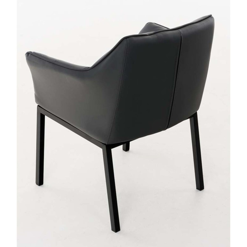 Silla de confidente OCTAVIO, estructura en negro y tapizado en piel azul