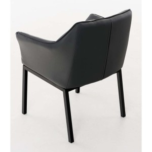 Silla de confidente OCTAVIO, estructura en negro y tapizado en piel azul