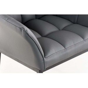 Silla de confidente OCTAVIO, estructura en negro y tapizado en piel azul