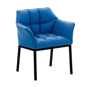 Silla de confidente OCTAVIO, estructura en negro y tapizado en piel azul