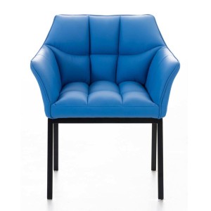 Silla de confidente OCTAVIO, estructura en negro y tapizado en piel azul