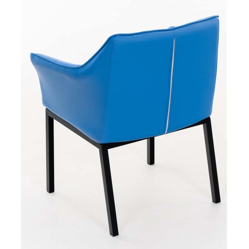Silla de confidente OCTAVIO, estructura en negro y tapizado en piel azul