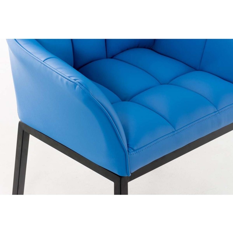 Silla de confidente OCTAVIO, estructura en negro y tapizado en piel azul