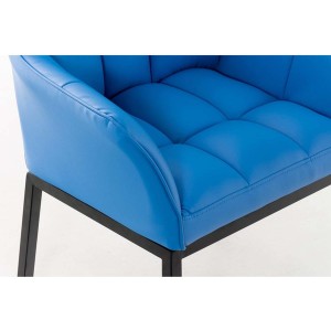 Silla de confidente OCTAVIO, estructura en negro y tapizado en piel azul