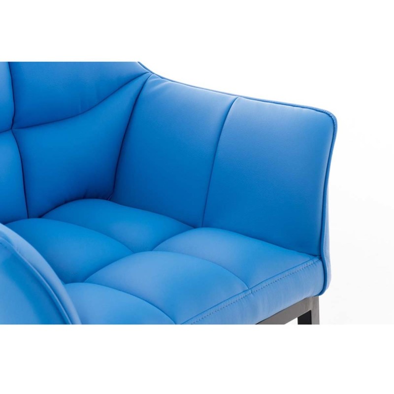Silla de confidente OCTAVIO, estructura en negro y tapizado en piel azul
