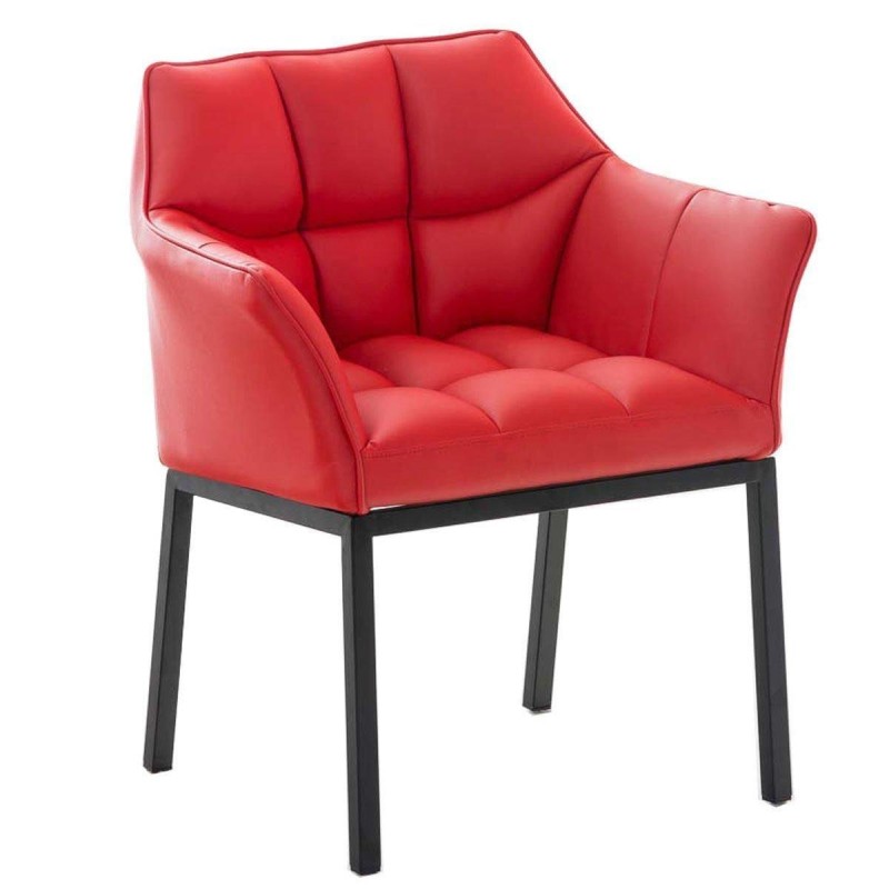 Silla de confidente OCTAVIO, estructura en negro y tapizado en piel azul