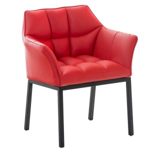 Silla de confidente OCTAVIO, estructura en negro y tapizado en piel azul