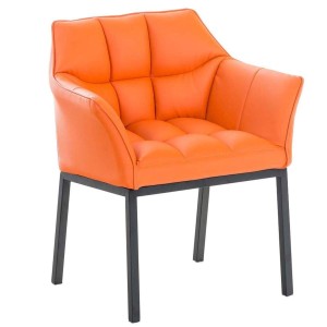 Silla de confidente OCTAVIO, estructura en negro y tapizado en piel azul