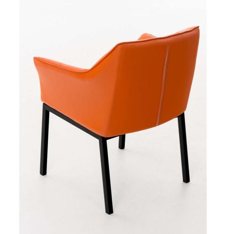 Silla de confidente OCTAVIO, estructura en negro y tapizado en piel azul