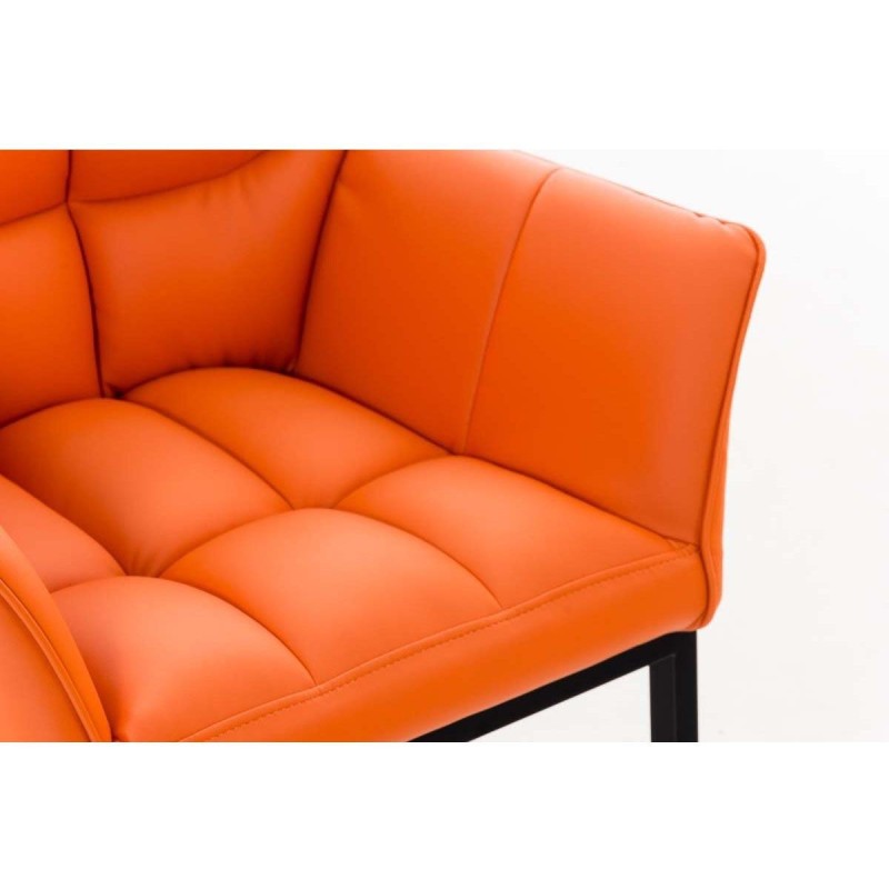 Silla de confidente OCTAVIO, estructura en negro y tapizado en piel azul