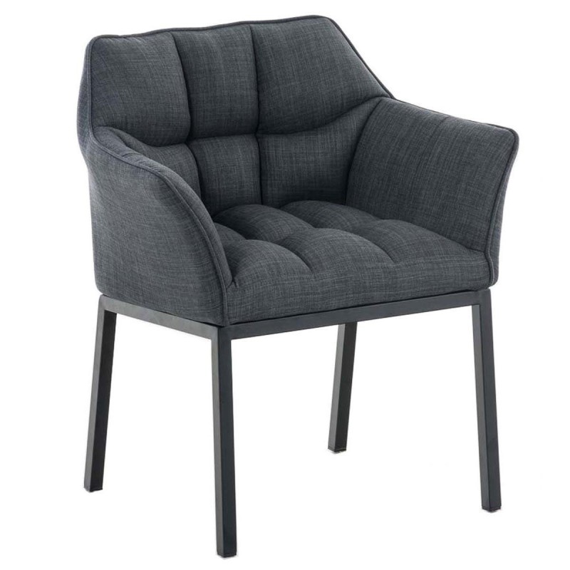 Silla de confidente OCTAVIO TELA, estructura en negro y tapizado en blanco