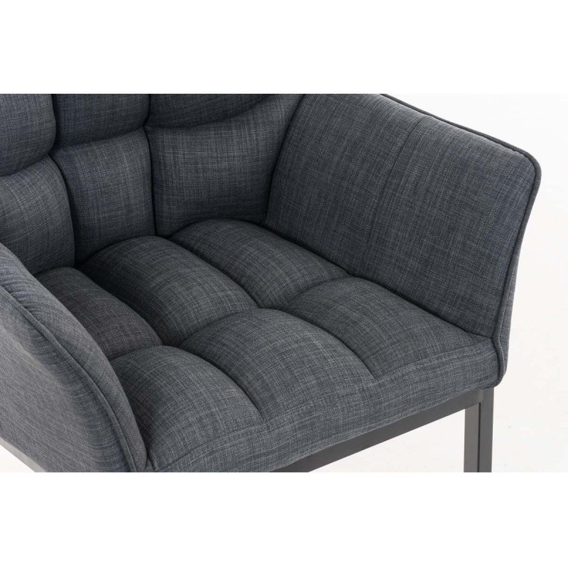 Silla de confidente OCTAVIO TELA, estructura en negro y tapizado en blanco