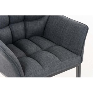 Silla de confidente OCTAVIO TELA, estructura en negro y tapizado en blanco