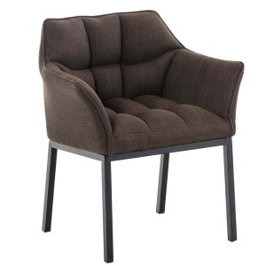 Silla de confidente OCTAVIO TELA, estructura en negro y tapizado en blanco