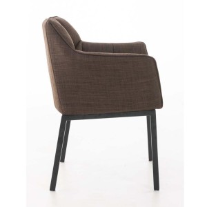 Silla de confidente OCTAVIO TELA, estructura en negro y tapizado en blanco