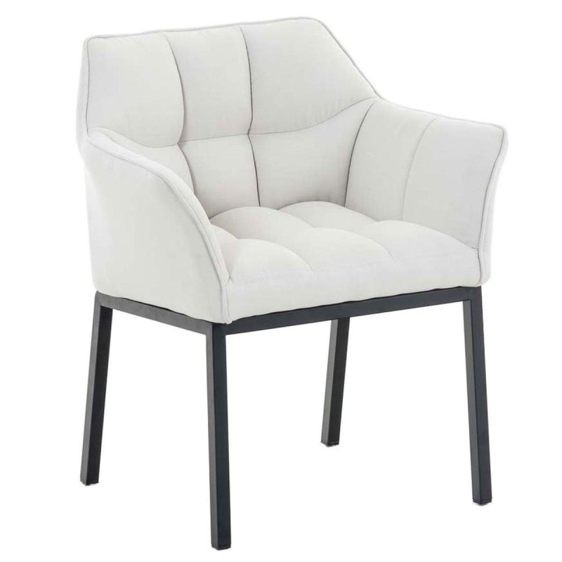 Silla de confidente OCTAVIO TELA, estructura en negro y tapizado en blanco