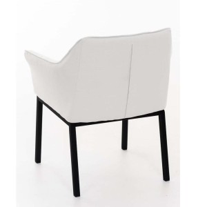 Silla de confidente OCTAVIO TELA, estructura en negro y tapizado en blanco