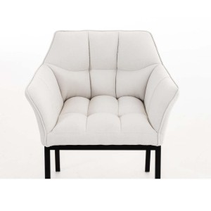 Silla de confidente OCTAVIO TELA, estructura en negro y tapizado en blanco