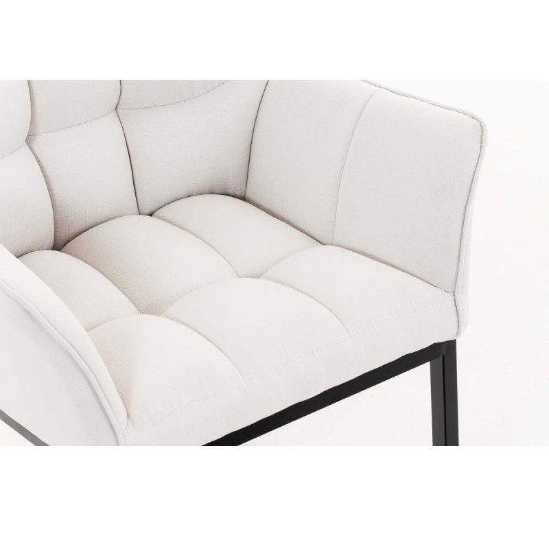 Silla de confidente OCTAVIO TELA, estructura en negro y tapizado en blanco
