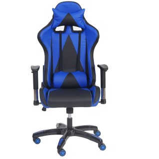 Silla gaming RACING LUCA, reclinable, en piel color negro/azul 2