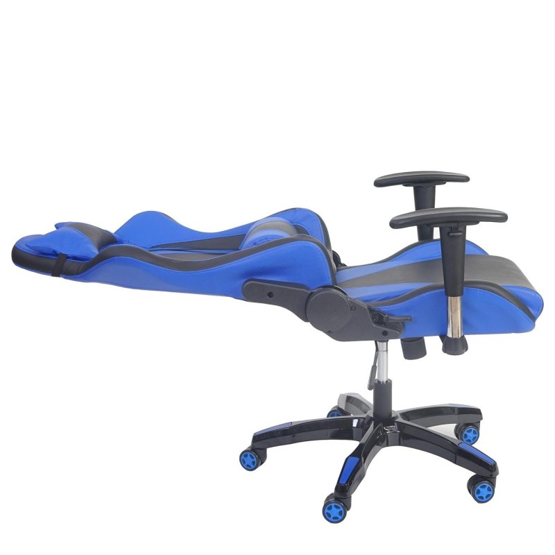 Silla gaming RACING LUCA, reclinable, en piel color negro/azul