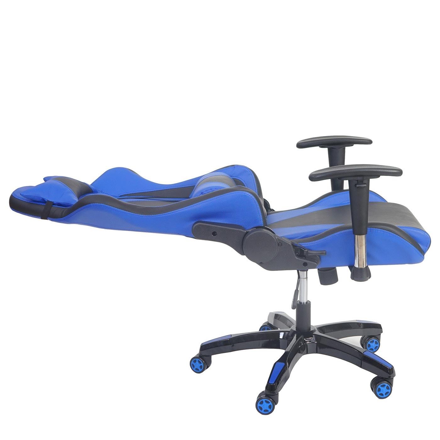 Silla Gaming RACING LUCA, Respaldo Reclinable, Cojines Lumbar y Cervical, En Piel Negro/Azul