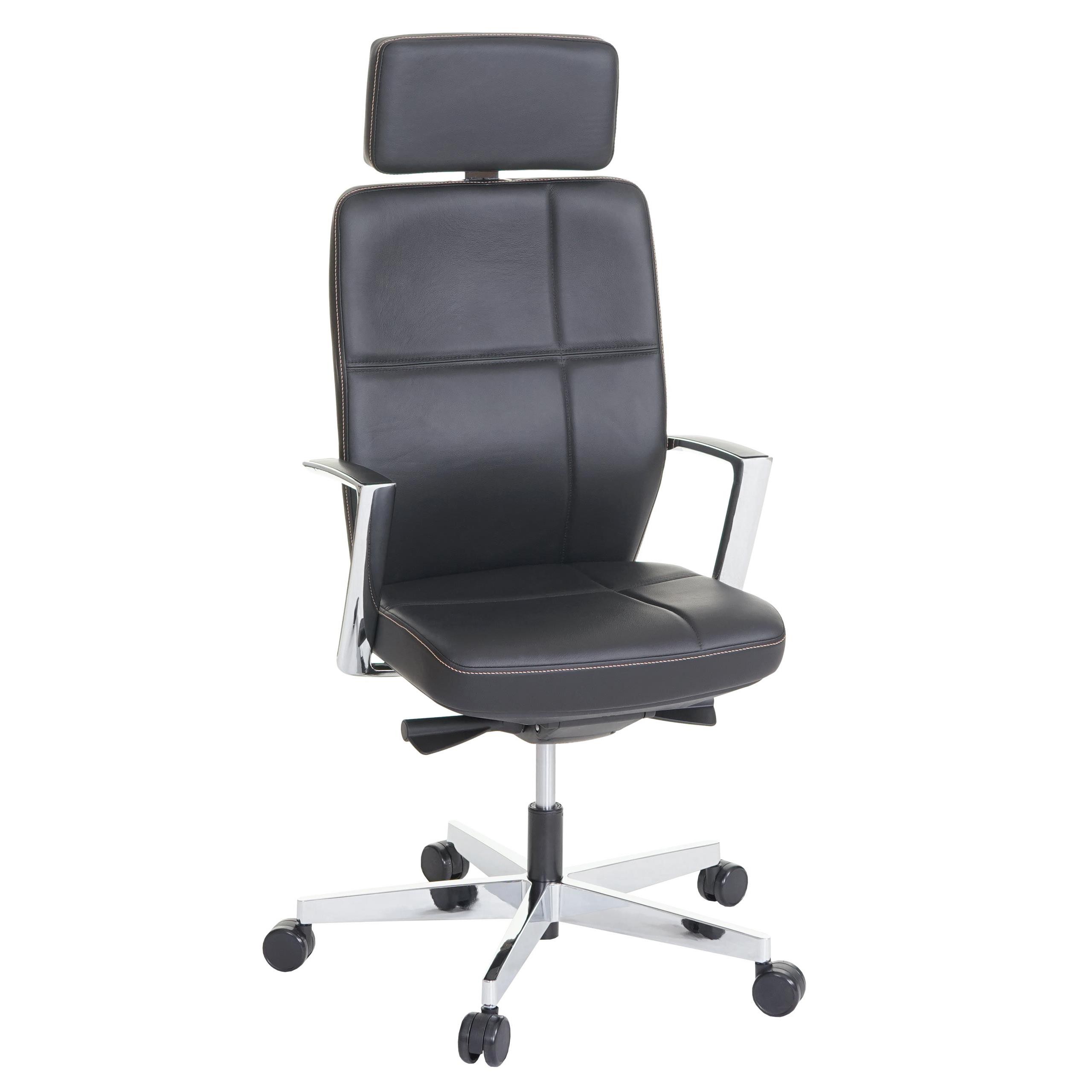 Sillón de Oficina PINAT, Ergonómico, Gran Calidad y Diseño, En Piel Natural color Negro