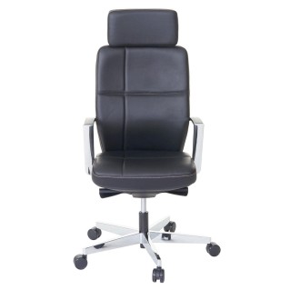 Sillón de oficina PINAT en piel natural negra 2