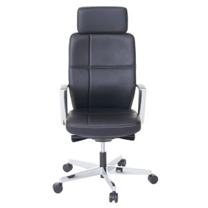 Sillón de oficina PINAT en piel natural negra