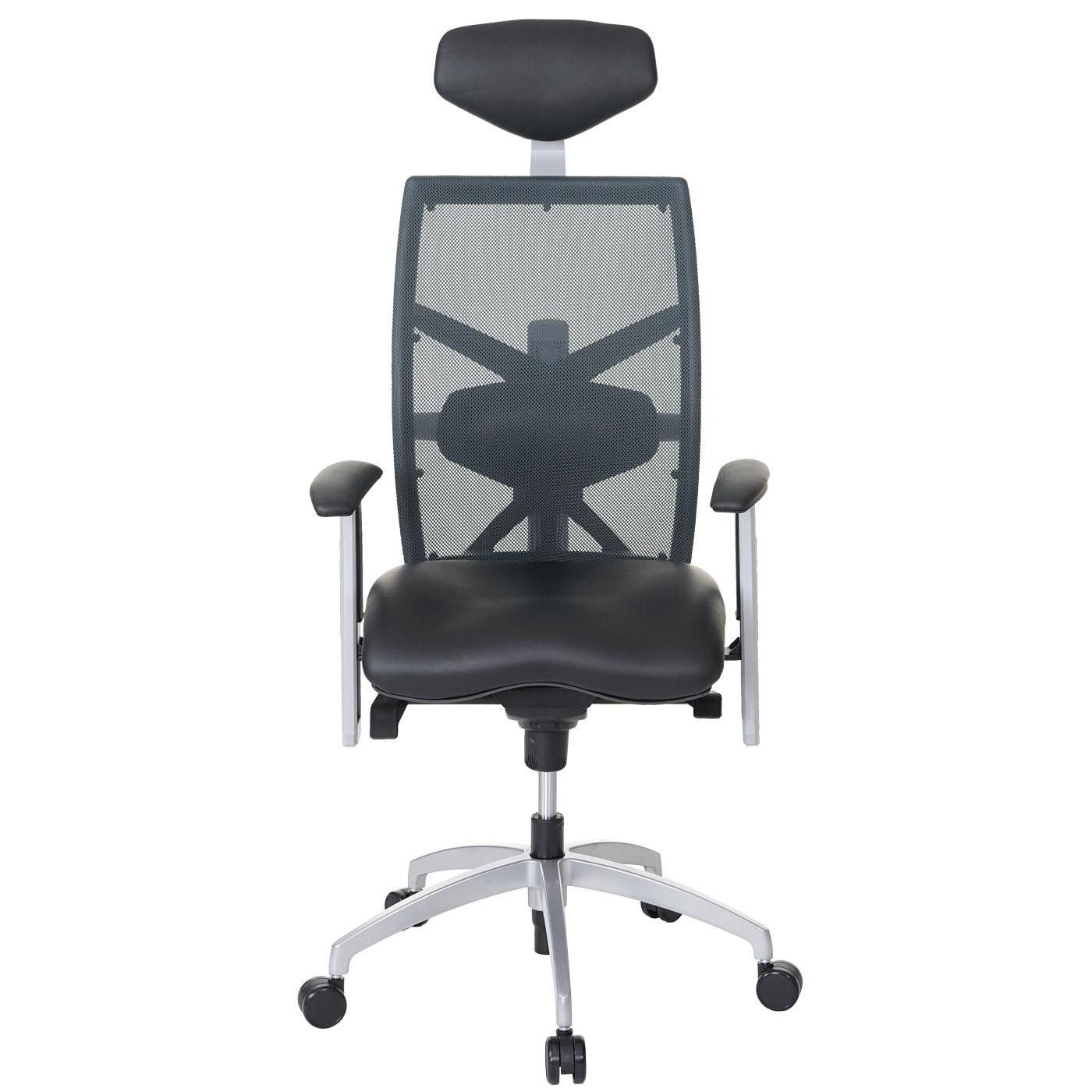 Silla Ergonómica NILO-TEC, Gran Confort, Tapizada en Piel Natural y Malla Transpirable color Negro