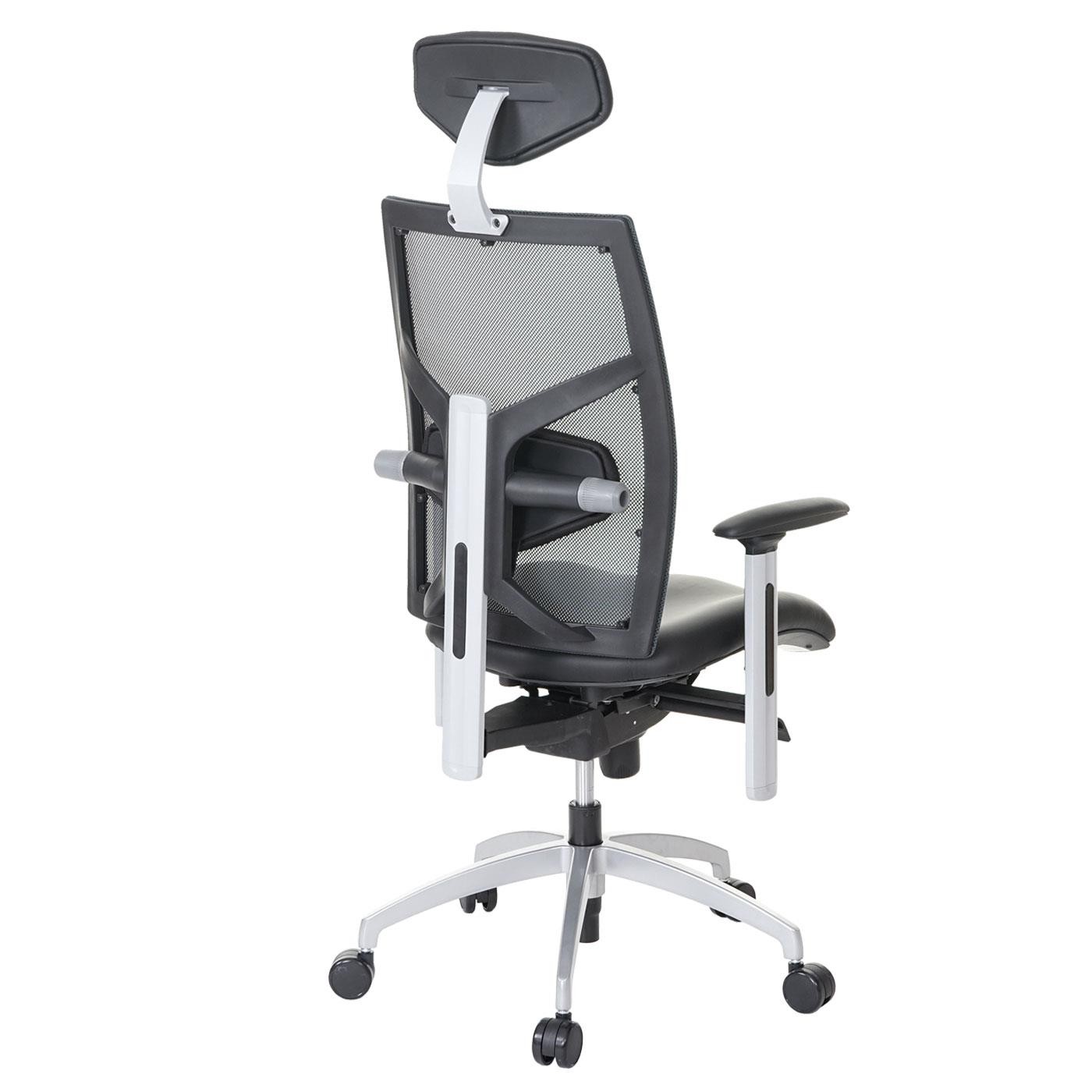 Silla Ergonómica NILO-TEC, Gran Confort, Tapizada en Piel Natural y Malla Transpirable color Negro