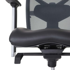 Sillón ergonómica NILO-TEC en piel natural y malla transpirable color negro