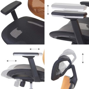 Silla ergonómica LAMBI totalmente ajustable en malla color negro y gris