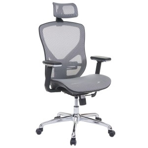 Silla ergonómica LAMBI totalmente ajustable en malla color negro y gris