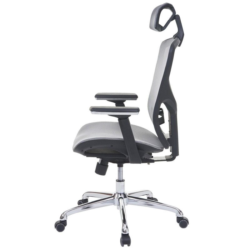 Silla ergonómica LAMBI totalmente ajustable en malla color negro y gris