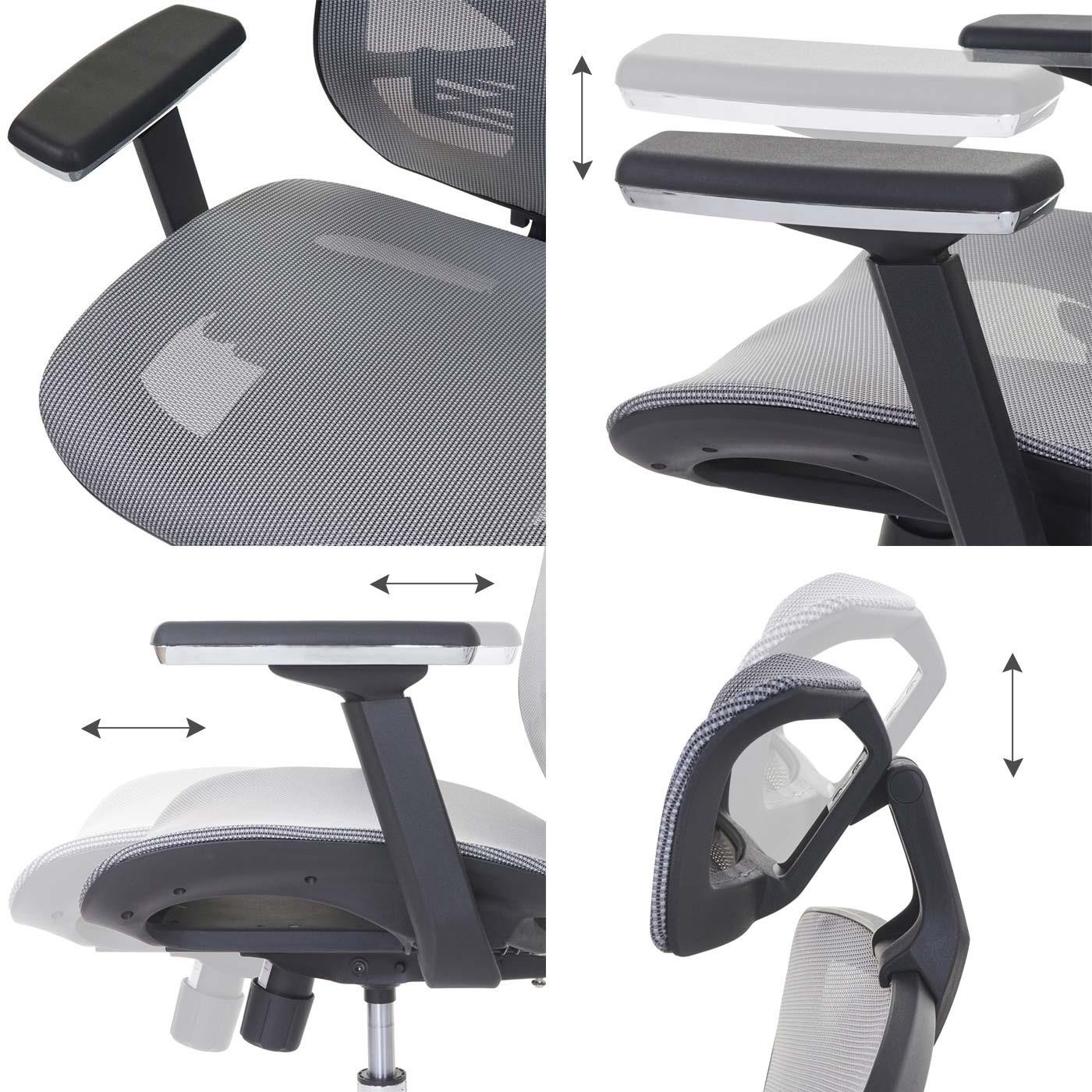 Silla Ergonómica LAMBI, Totalmente Ajustable, Soporte Lumbar, en Color Negro / Gris