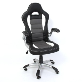Silla de oficina LAS VEGAS con respaldo, en piel negro/gris