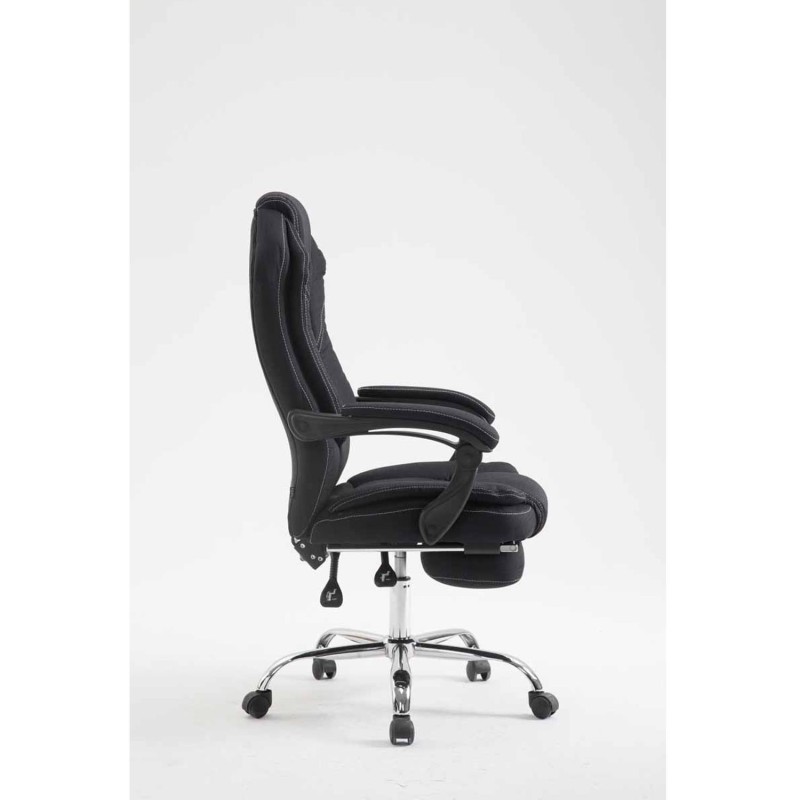 Sillón de Oficina CASTI TELA, Reposapiés Extensible, color Negro