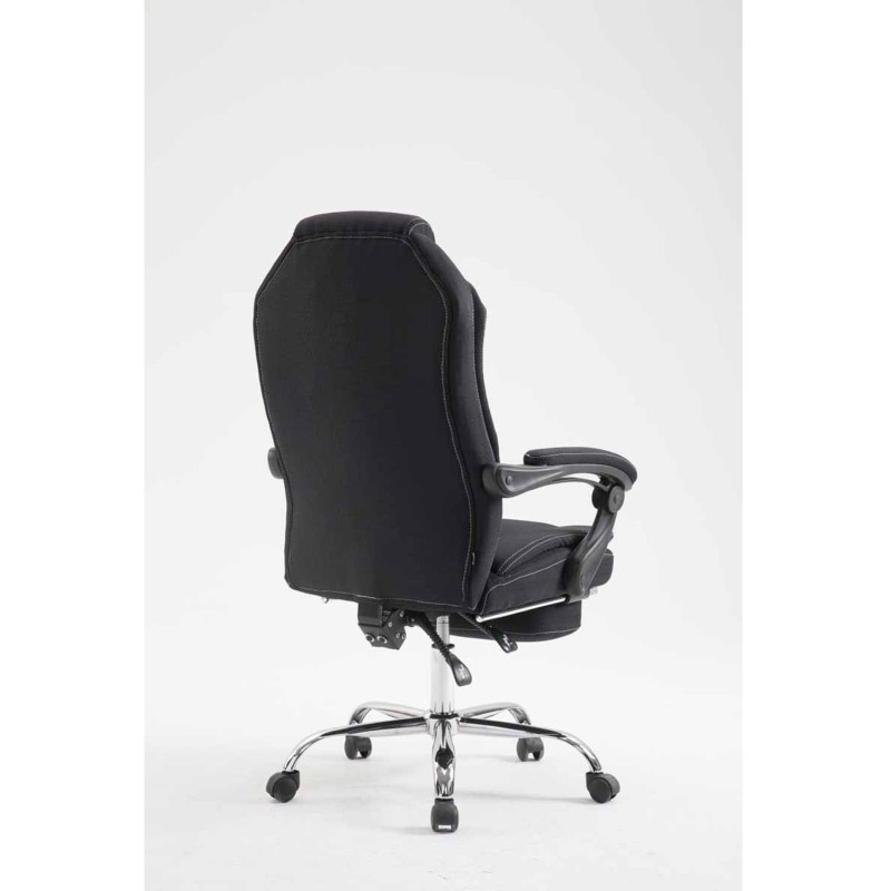 Sillón de Oficina CASTI TELA, Reposapiés Extensible, color Negro