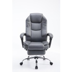 Sillón de Oficina CASTI, Reposapiés Extensible, en Piel color Negro