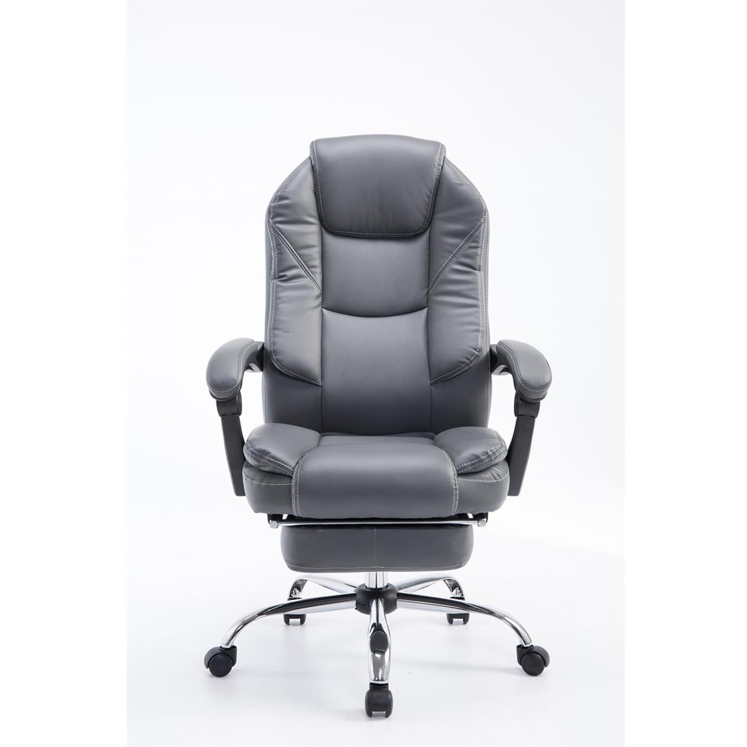 Sillón de Oficina CASTI, Reposapiés Extensible, Gran Acolchado, en Piel color Negro