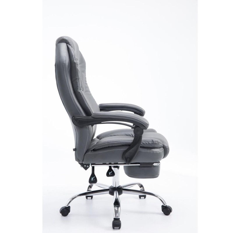 Sillón de Oficina CASTI, Reposapiés Extensible, en Piel color Negro
