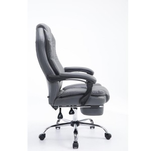 Sillón de Oficina CASTI, Reposapiés Extensible, en Piel color Negro