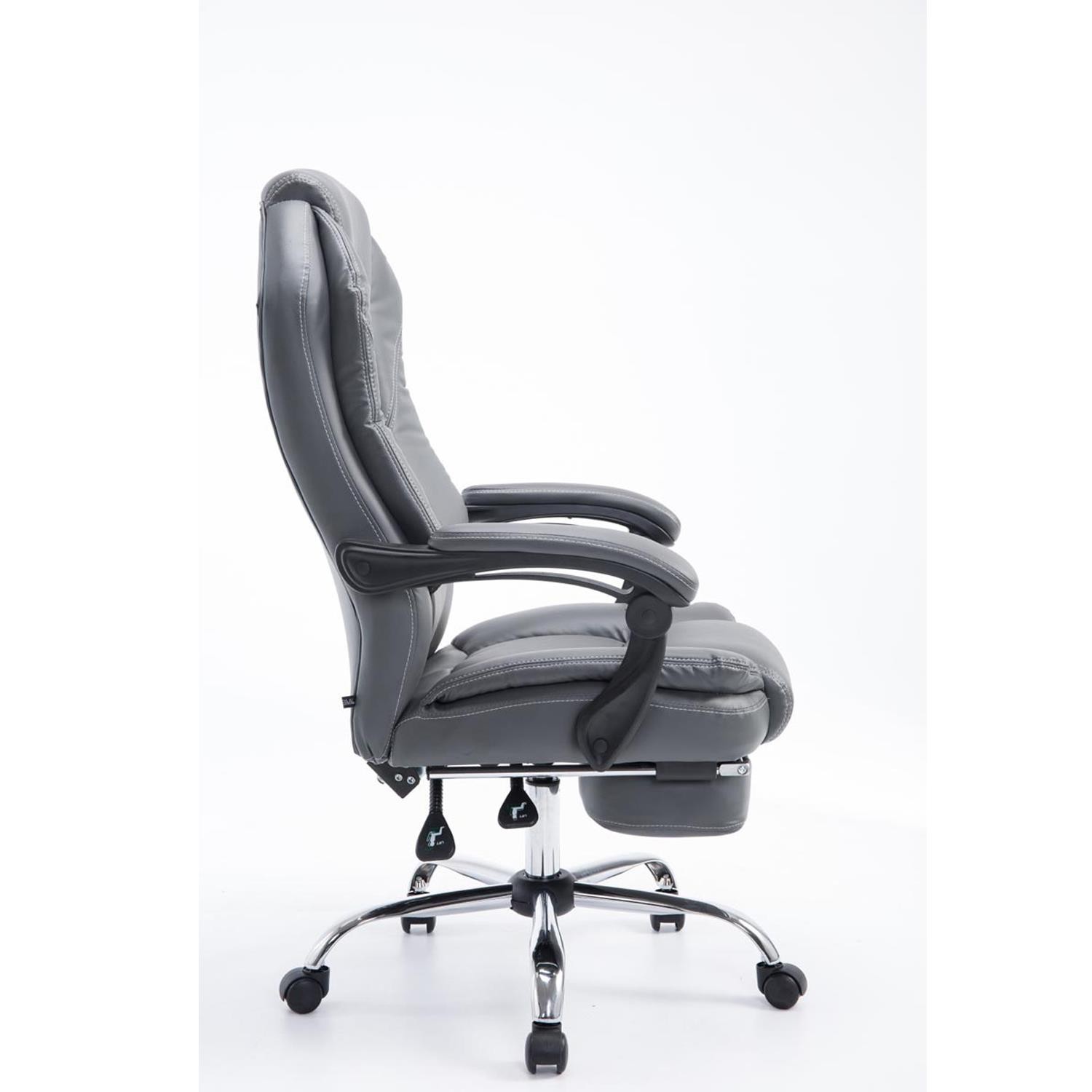Sillón de Oficina CASTI, Reposapiés Extensible, Gran Acolchado, en Piel color Negro